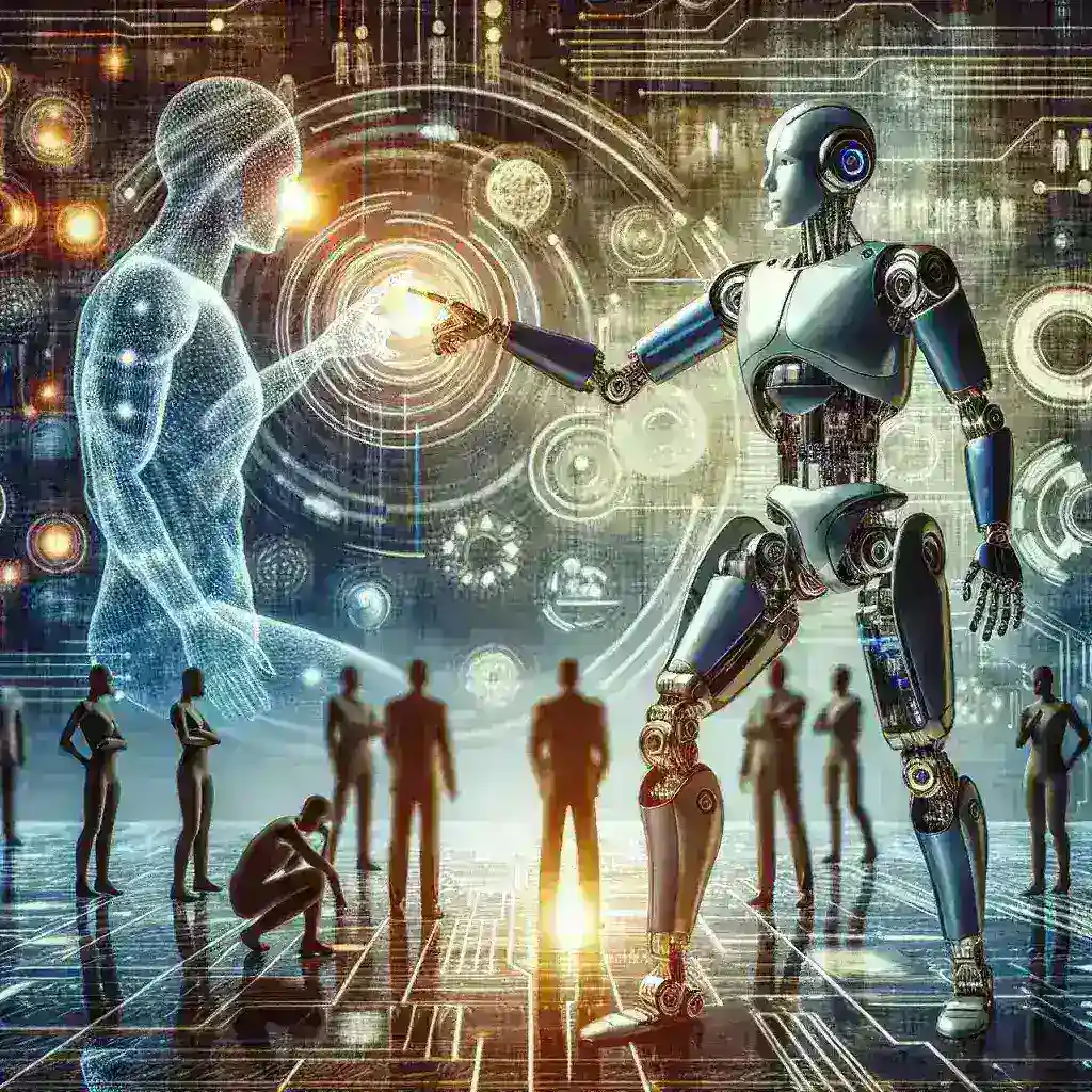 "Humanoid robot designed by Ray Kurzweil showcasing advanced technology at a startup event, signifying the search for investors to shape the future of robotics and artificial intelligence."