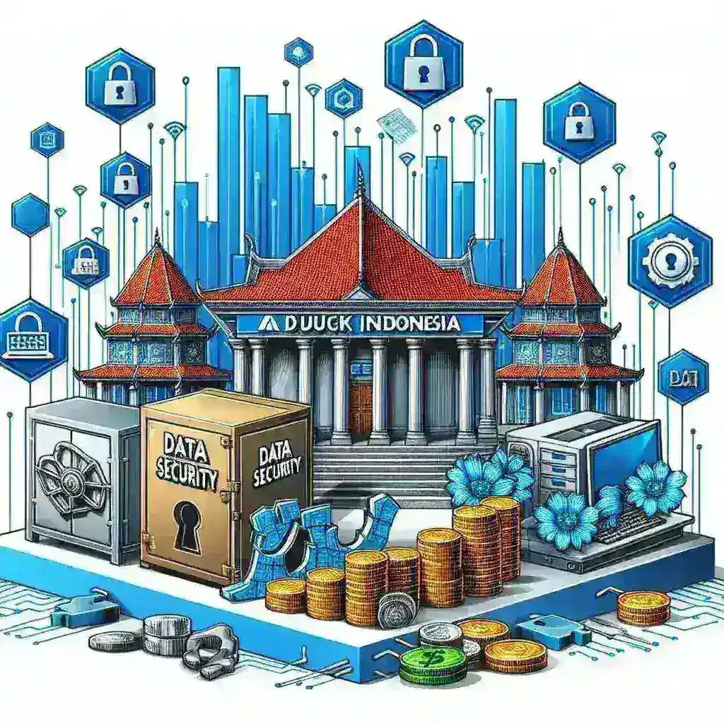 "Infographic showcasing the security audit process by Kominfo for data protection in 15 major banks in Indonesia, highlighting key findings and recommendations."